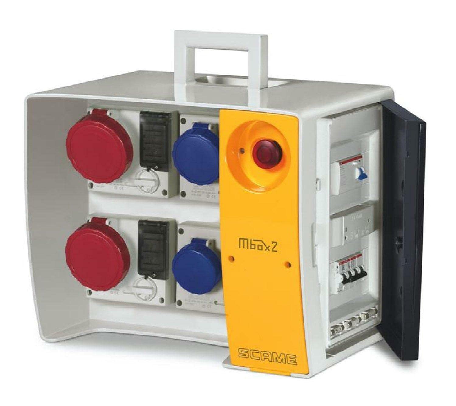 Scame mbox 2 - Cuadro obra mbox2 regleta pulsador 3 polos+neutro+tierra 23a 400v