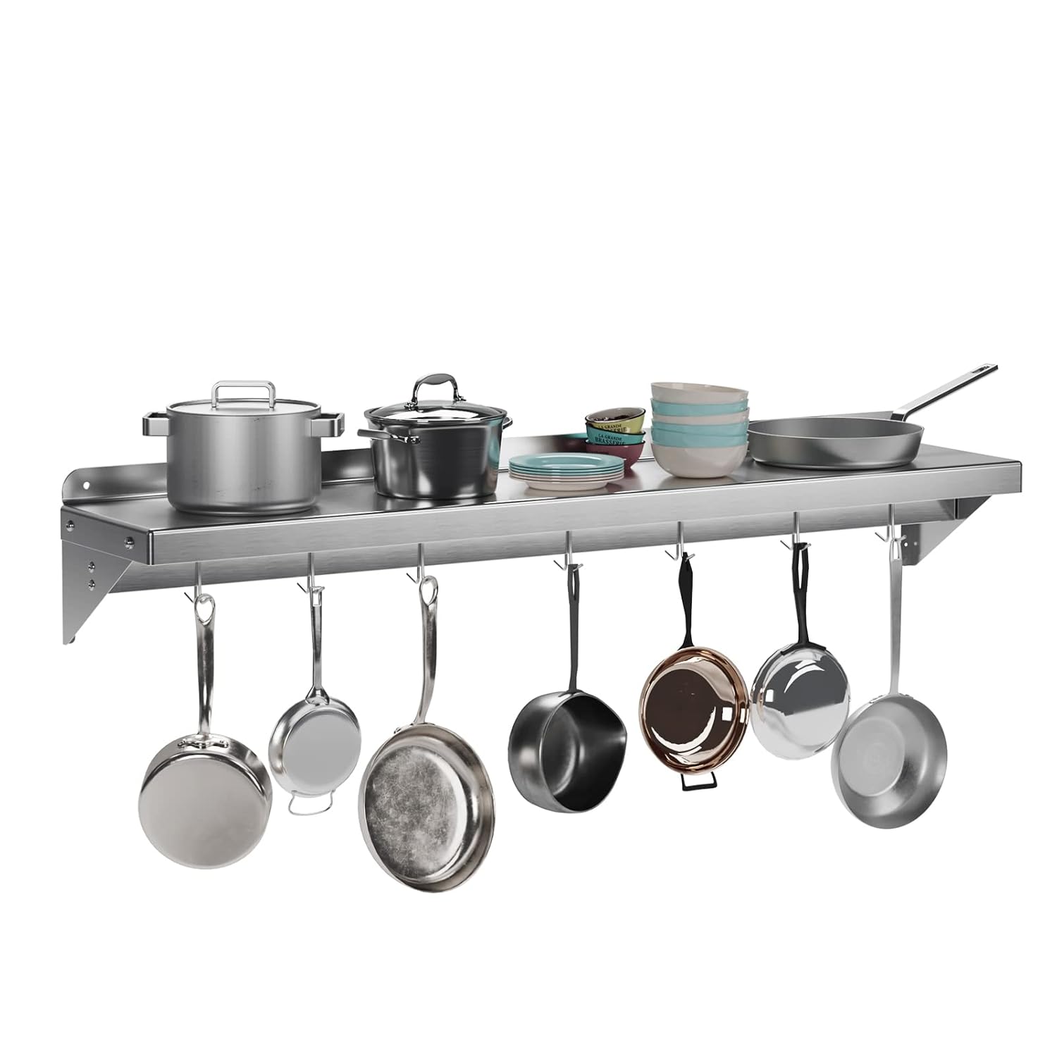 Estante de almacenamiento multifuncional de metal con tapa posterior para cocina, [certificado NSF] Estante de montaje en pared de acero inoxidable