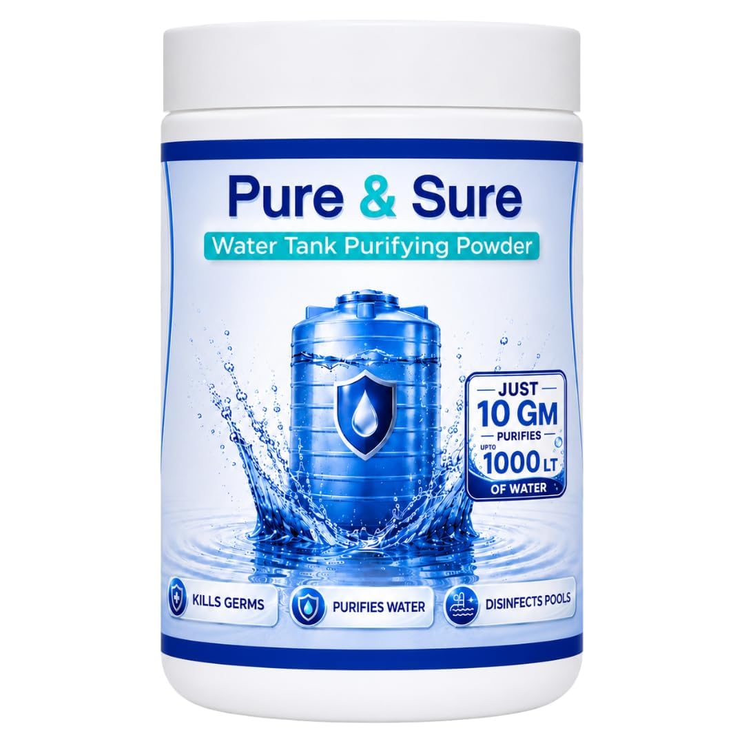 Pure & Sure Water Tank Purifying Powder | 500gm Purifies Treats 50,000L Water | Removes Germs, Algae & Bad Odour | Fast Disinfe (200 Gram)-picture-30