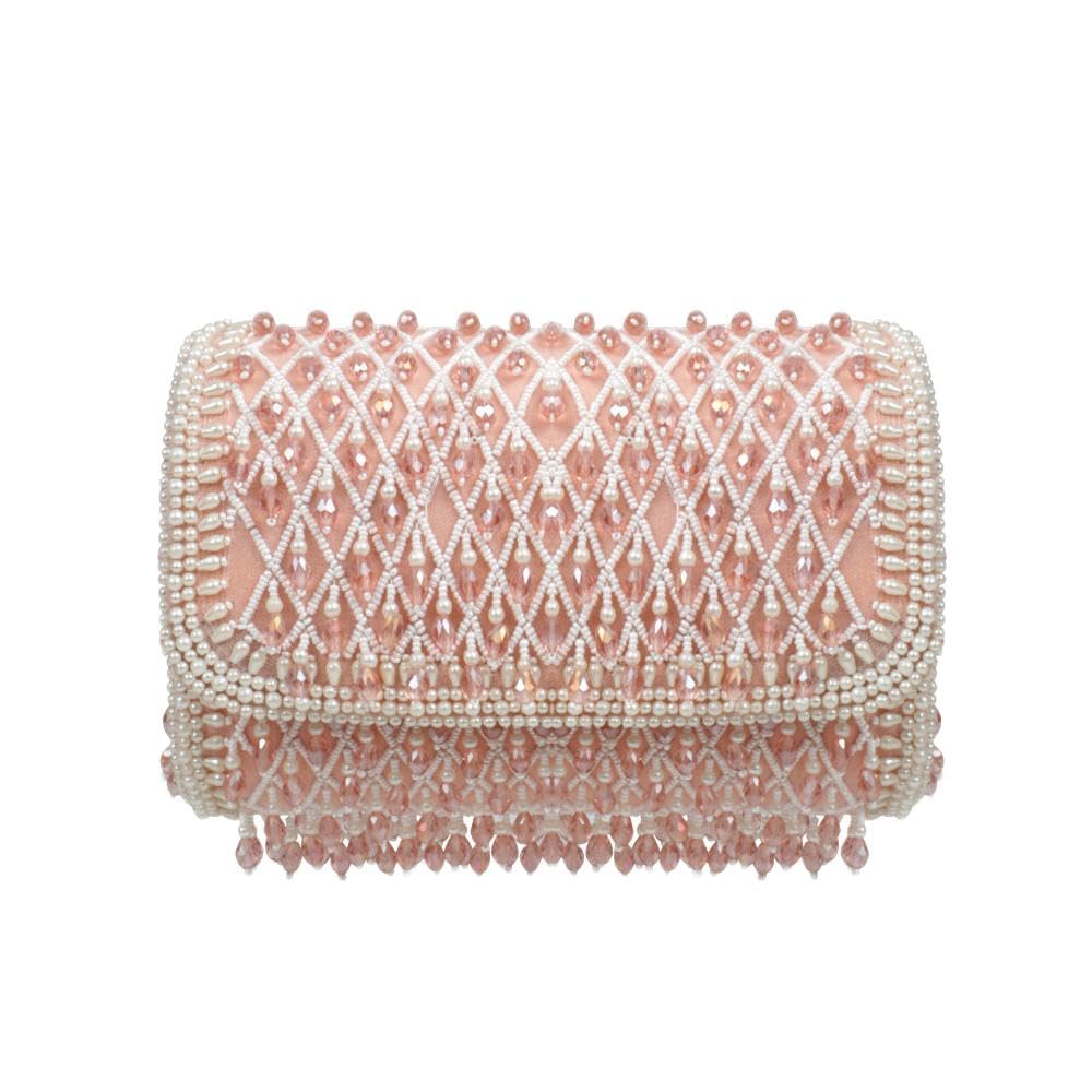 Pink Velvet Embellished Women Clutch-image-8