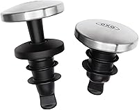 OXO Steel Leakproof Expanding Wine Stopper (2 Pack) - Keeps Wine Fresh, Stores Flat in Fridge