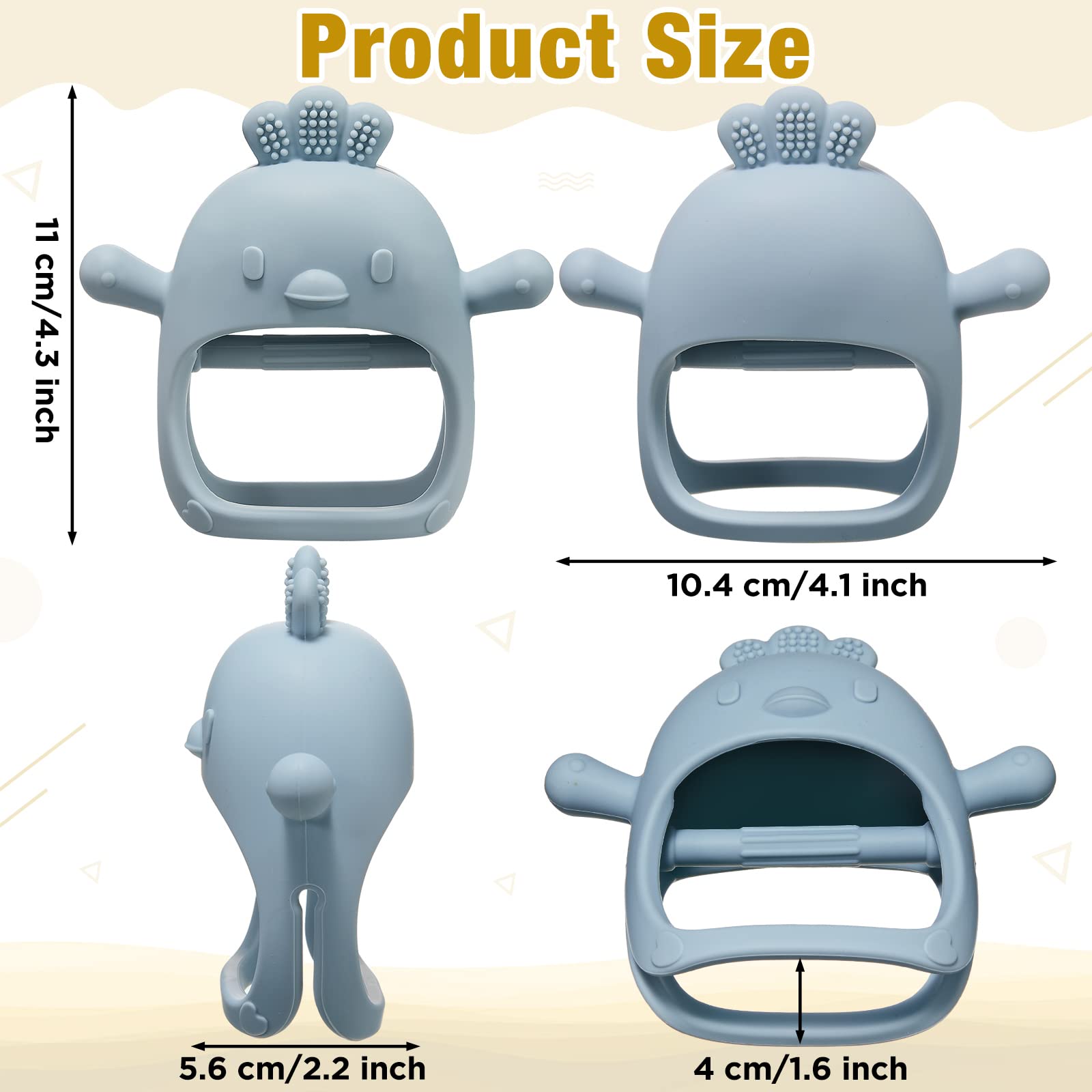 4 Packs Baby Teething Toy Silicone Teething Toys for Babies 0-6 Months Anti Dropping Wrist Hand Teethers Mitten Chick Baby Chew for Sucking Needs
