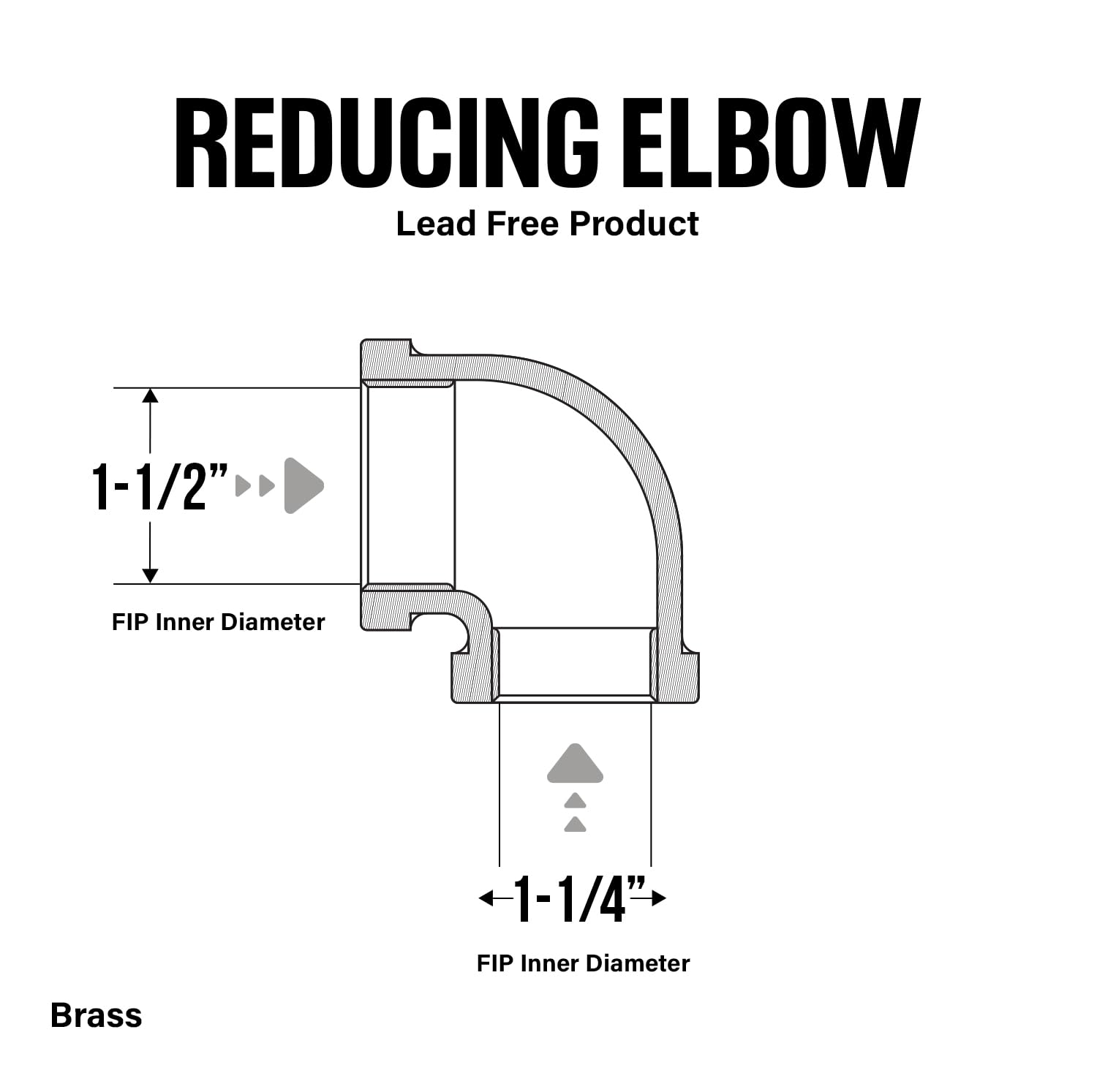 Everflow BRRL1124-NL codo reductor de latón de 90 grados sin plomo con extremos roscados hembra, construcción de latón, resistencia a la corrosión más alta económica y fácil de instalar