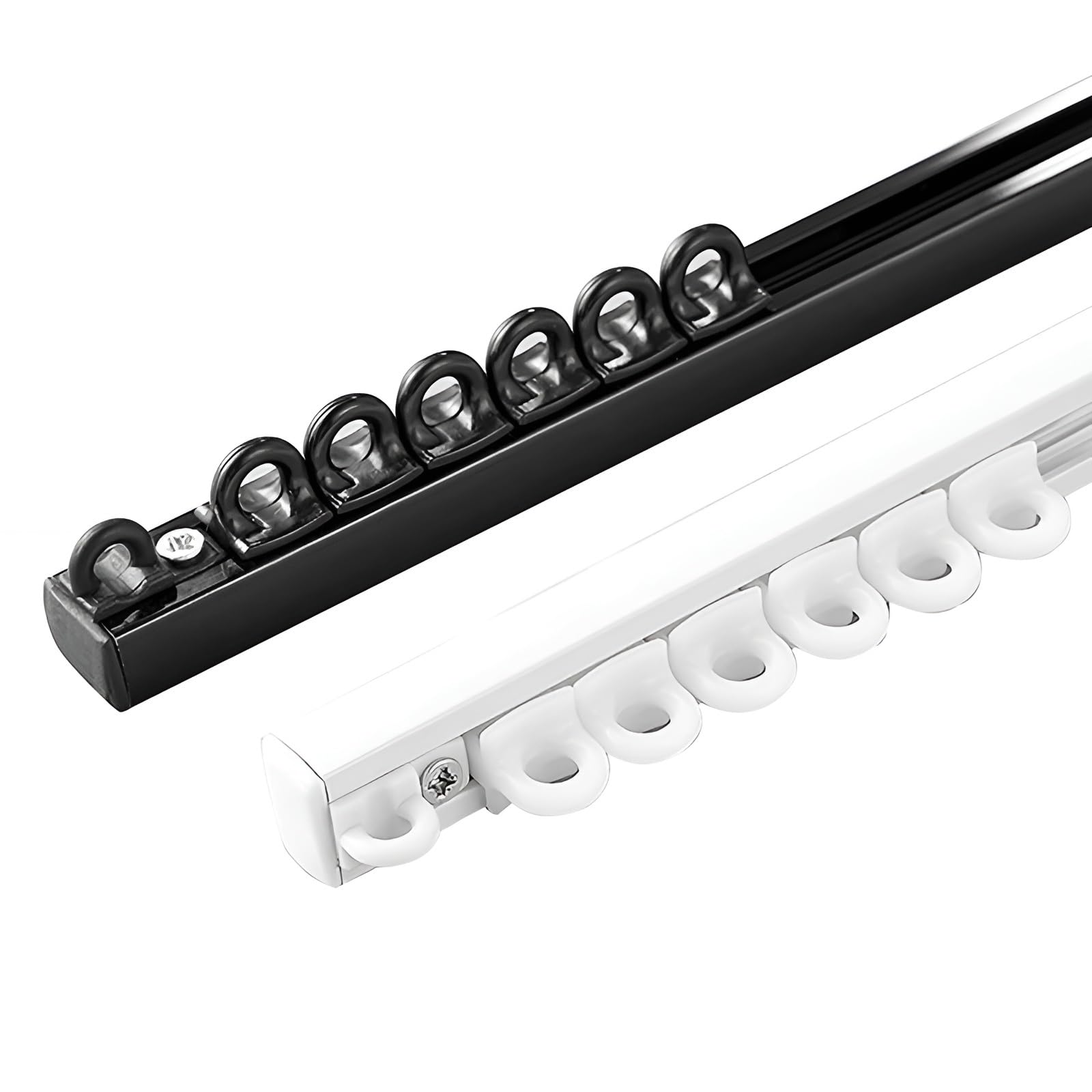 3.3ft-19.7ft Ceiling Track For Curtains - Ultra-Thin Curtain Track System - Aluminum Curtain Rail - Room Divider Curtain Pole(Black,1.7m)