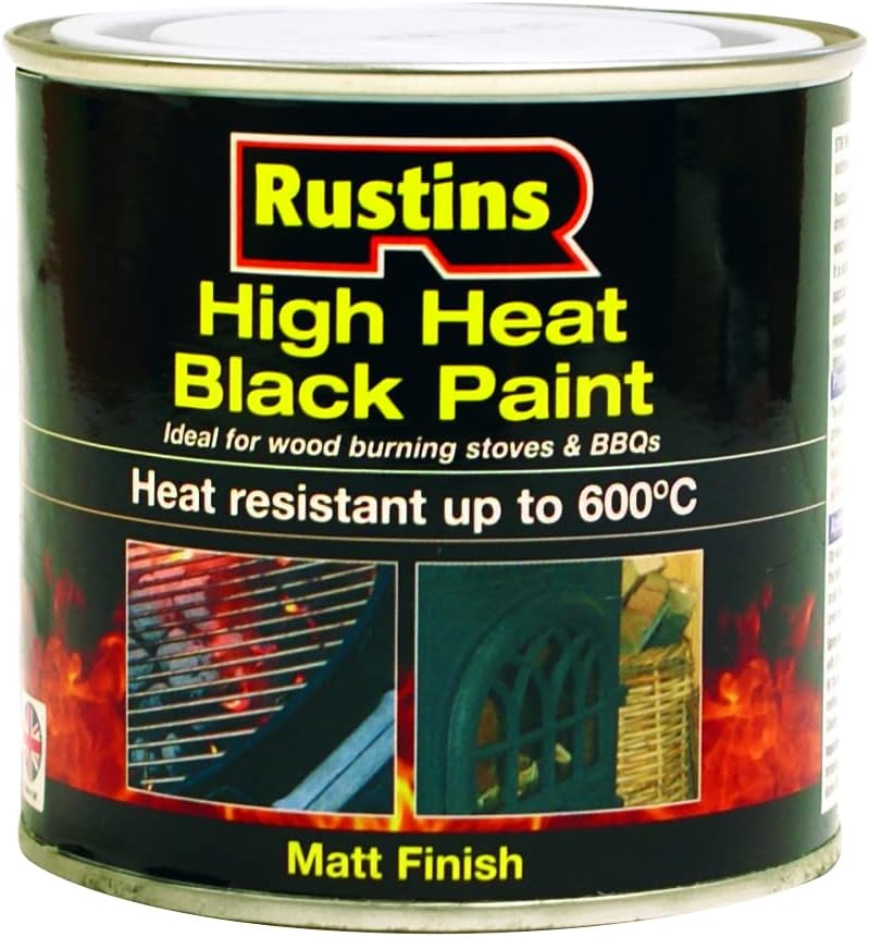Rustins HRMB250 Quick Dry BlackPaint, Heat Resistant Black Paint 250ml