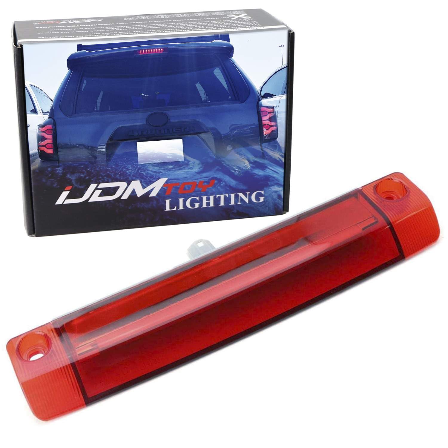 iJDMTOY JDM Red Lens 9-LED 3rd Brake Light Assy Compatible With Toyota 4Runner Highlander Prius Sienna etc., Rear Center Roof High Mount LED Third Brake w/Strobe Flash Braking Feature