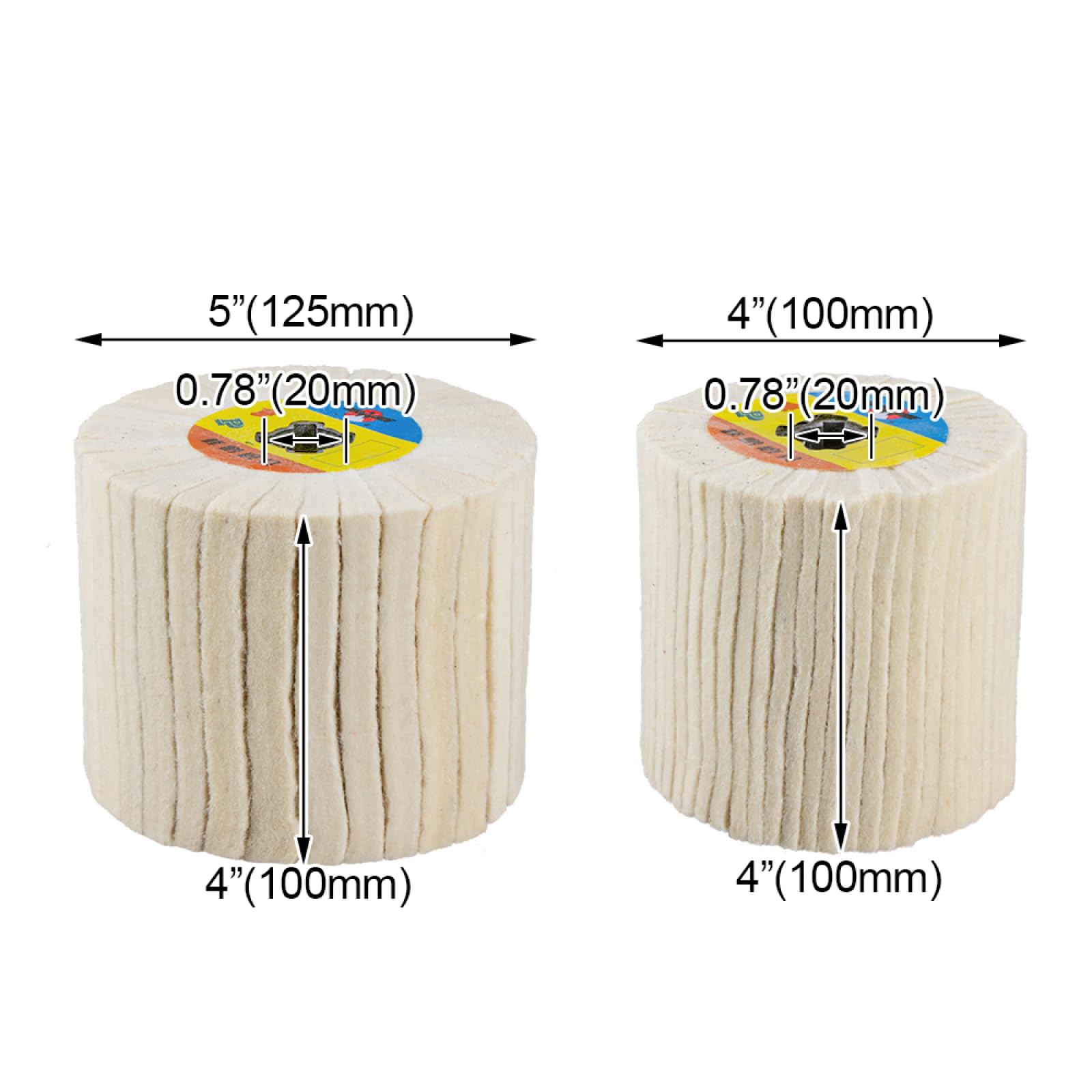 Rueda De Tambor De Desbarbado Y Pulido De Trefilado De Rueda De Fieltro De Lana Para Acero Inoxidable,125mmx100mm