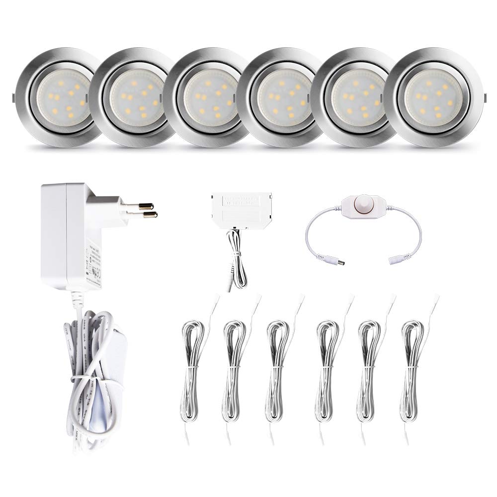 LAMPAOUS 2W Lampade LED Incassate, downlight Spot Luce da Incasso, Vetrina Luce Bianco Freddo 6000K Lampade Armadio (6000K 6PCS)