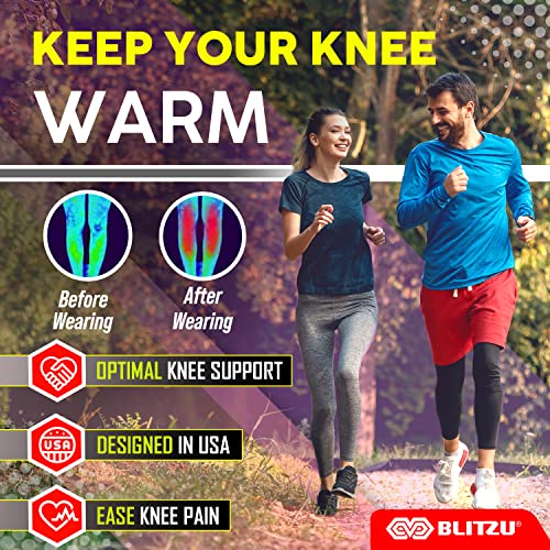 Blitzu Knee Braces For Knee Pain Women & Men - 2 Pack Knee Brace For Knee Pain Set, Knee Brace Compression Sleeve For Knee Pain Meniscus Tear, Acl & Arthritis Pain Relief - Knee Sleeves Black M #TOP1