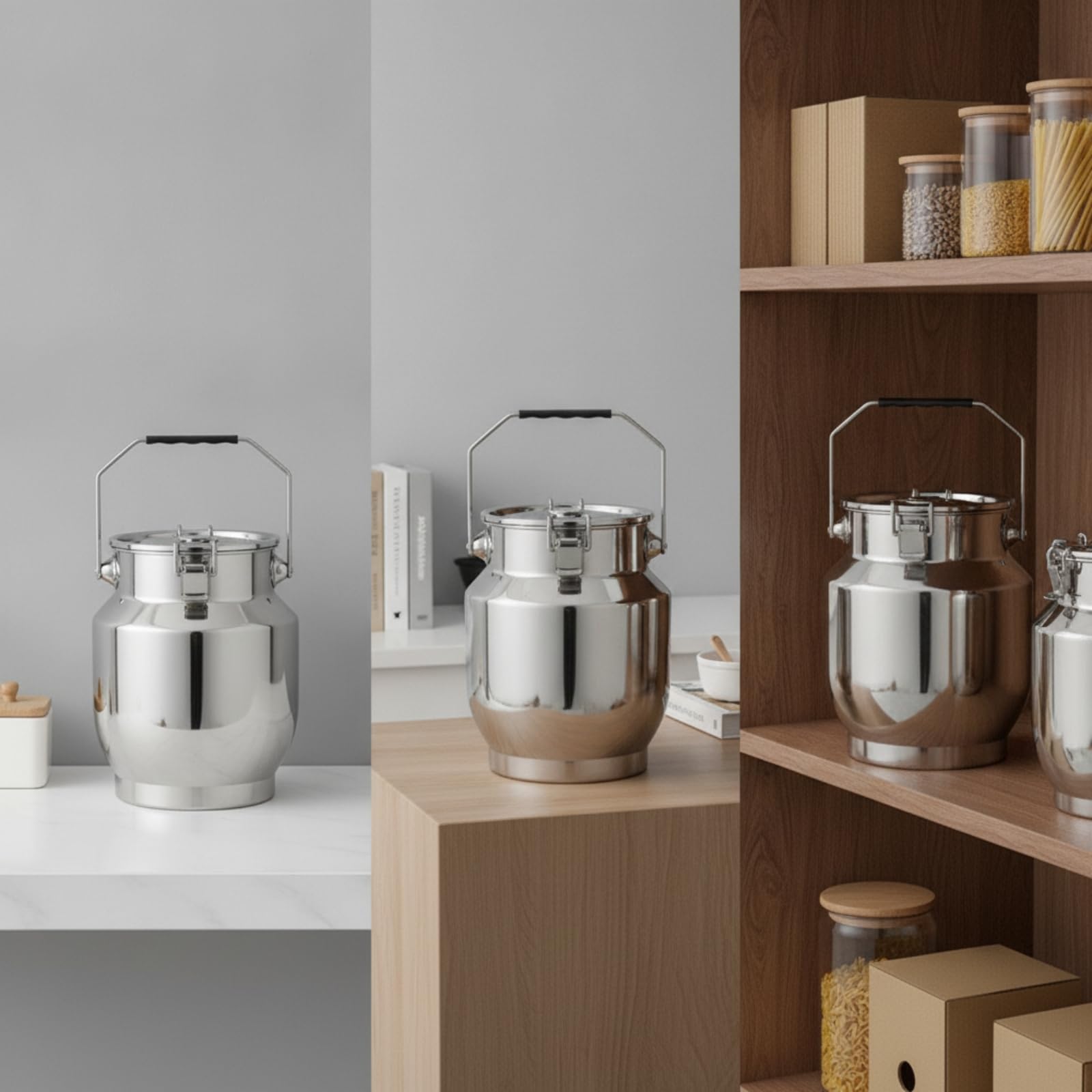 Barattolo Ermetico in Acciaio Inox 201 Resistente All'abrasione Barattolo Tè con Maniglia Riutilizzabile Vaso oggetti da, 10L