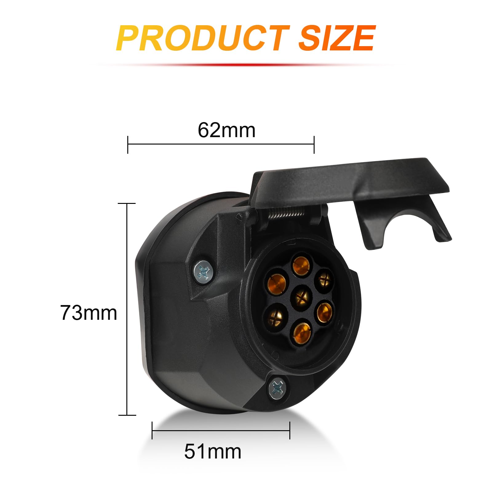 Prise Remorque 7 Broches Female avec Cable 2M Faisceau Précâblé 7 Fils x 1.5mm² pour Remorques de Voiture, Porte-vélos, Machines agricoles