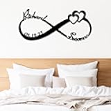 Personalized Anniversary Wedding Gifts for Couples 2025, Metal Infinity Sign, Custom Name Date, Stainless Steel Love Heart Unique Wall Art for Newlyweds Valentines, Bedroom, Living Room, Wedding Decor