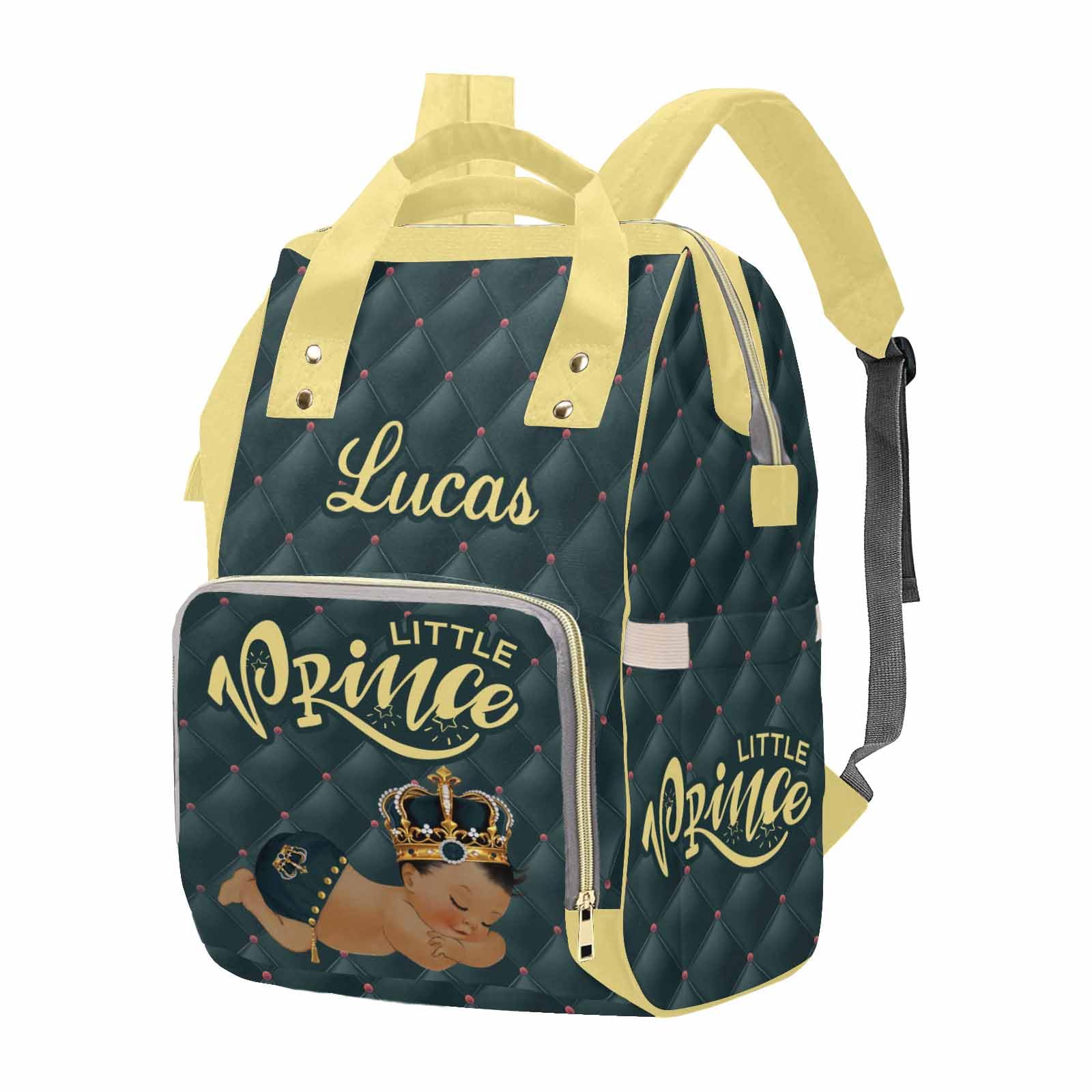 M YESCUSTOM Personalized Baby Diaper Bags for Women Men, Custom Blue Prince Backpack Customized Nappy Mommy Bag Backpack for Son Daughter Travel,