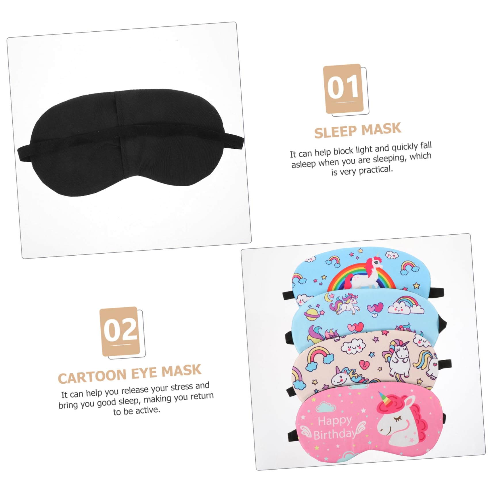 Ipetboom 20pièces Masque De Sommeil Doux Avec Motif Licorne Cache-yeux Confortable Pour Bureau Les Voyages Pour Sommeil Réparateur