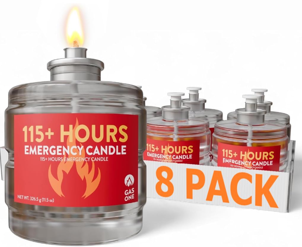 GasOne 115+ Hours Emergency Candle Set – 8-Pack Liquid Candles – Clean Burning