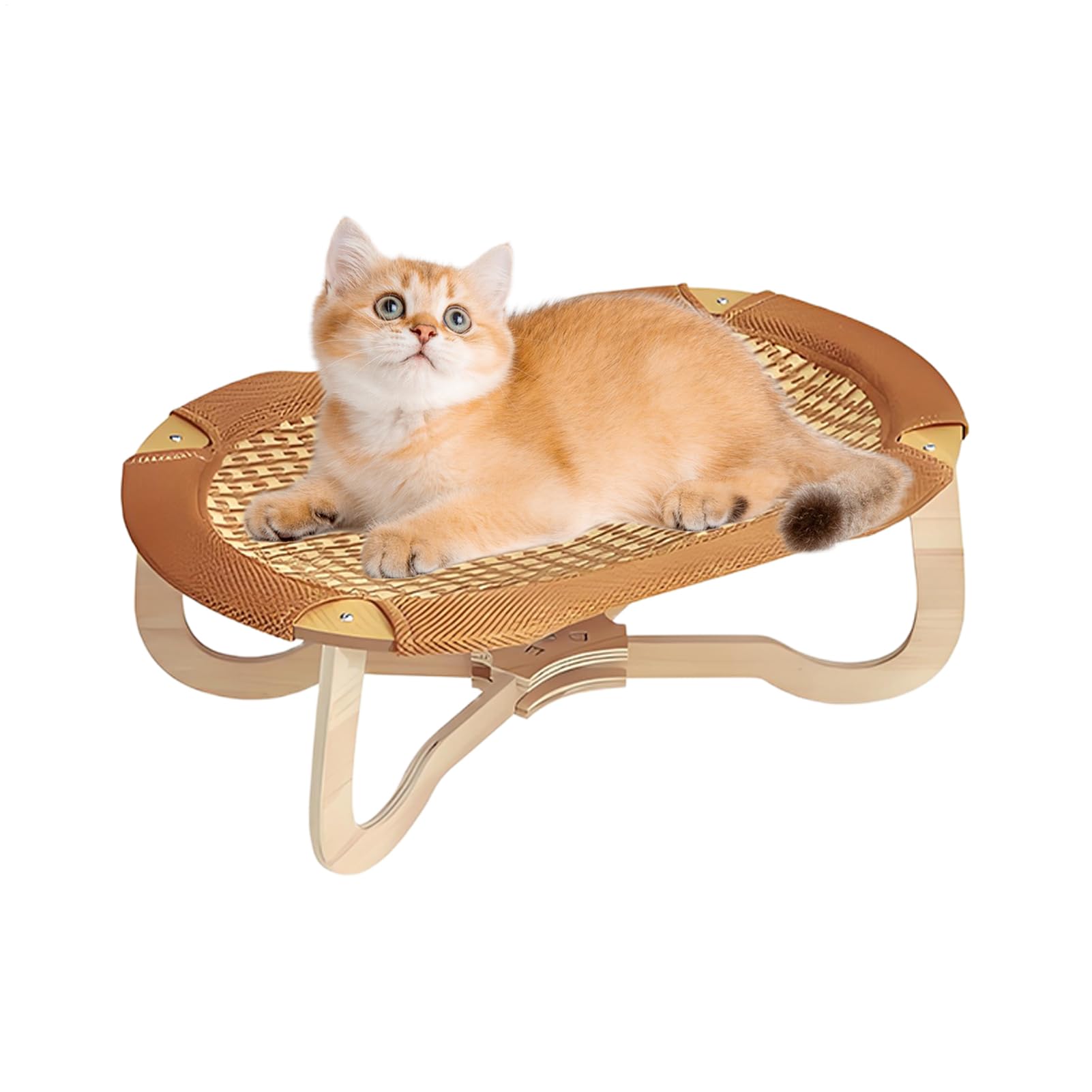 Cama de ratán para gatos, silla de refrigeración para gatos, muebles elevados para mascotas, almohadilla de dormir resistente a los arañazos, hamaca de refrigeración de verano resistente para gatitos
