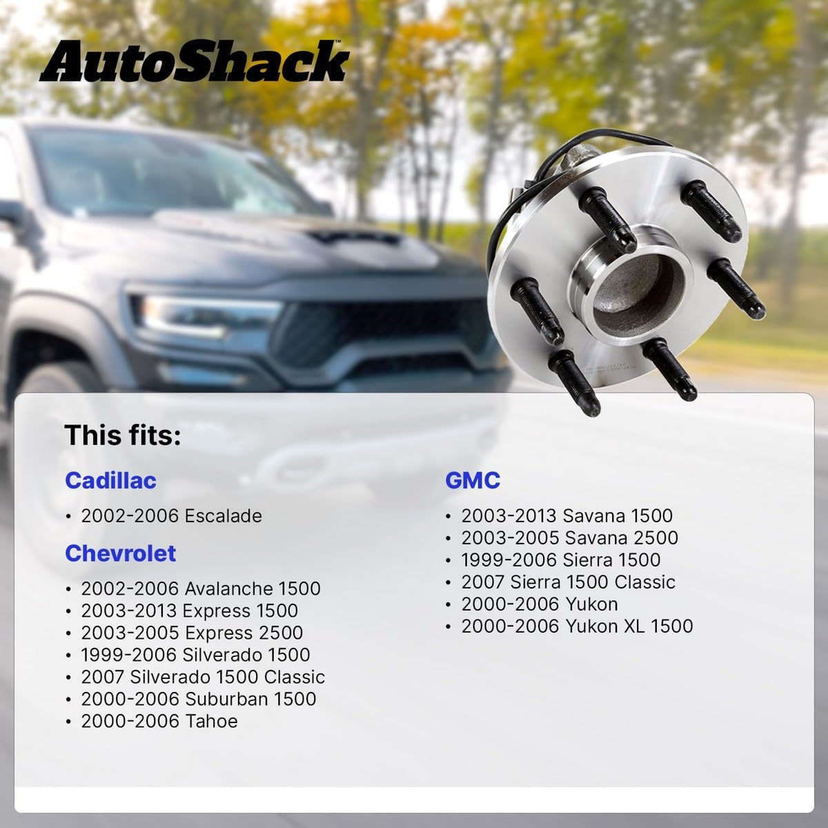 AutoShack Front Wheel Hub Bearing Assembly Left or Right with ABS Replacement for 2007 Chevrolet Silverado 1500 Classic 2003-2013 Chevrolet Express 1500 2007 GMC Sierra 1500 Classic 1-PC