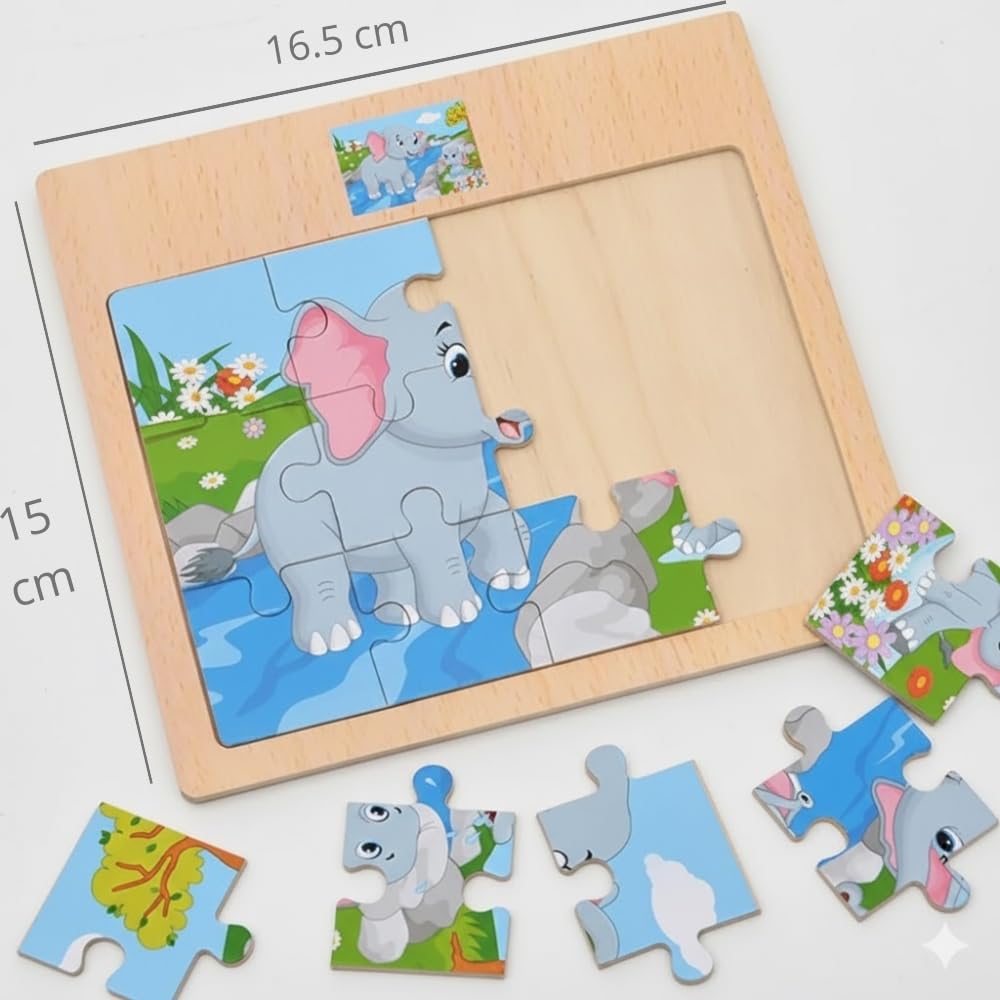 Pack 10 Puzzle Madera, Puzzles Infantiles Niños 3 a 8 Años, Juguetes Educativos, Regalos Cumpleaños Niños, Set de 10 Rompecabezas con Dinvertidos Animales (Pack 10 Puzzles)