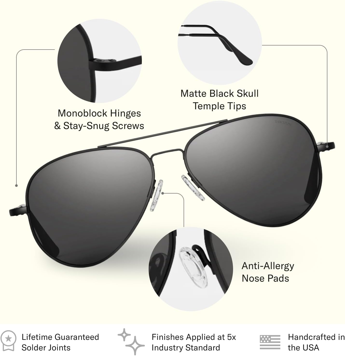 Randolph Eyewear Concorde Aviator Sunglasses for Men and Women – Non-Polarized & Polarized Aviator Sunglasses Made to Last