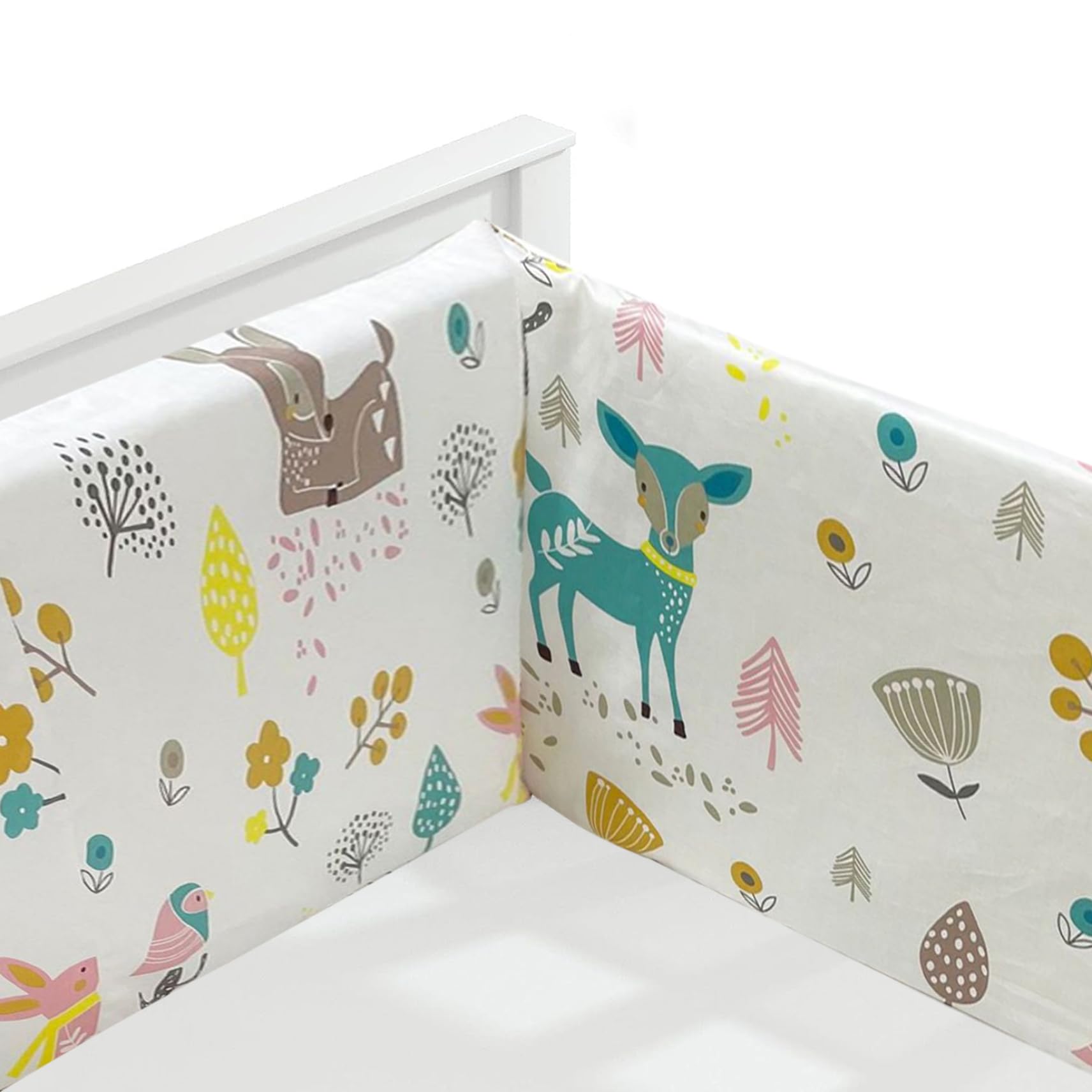 Baby Cot Bumper 78.7x11.8 Inch Safe Cotton Bed Bumper for Toddlers Breathable Soft Elastic Crib Liner Cute Baby Crib Bumpers for Bed Style 1 Sets