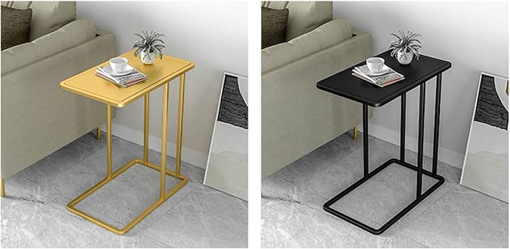 Living room side table, modern simple metal end table c shape, narrow side table, easy to clean 50d x 30w x 58h cm Size: 50*30*58CM, Color:Gold