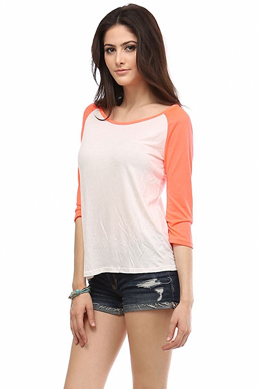 Sassy Apparel Womens 3/4 Raglan Sleeve Cute Hi-low Tunic Style Sweatshirt Top