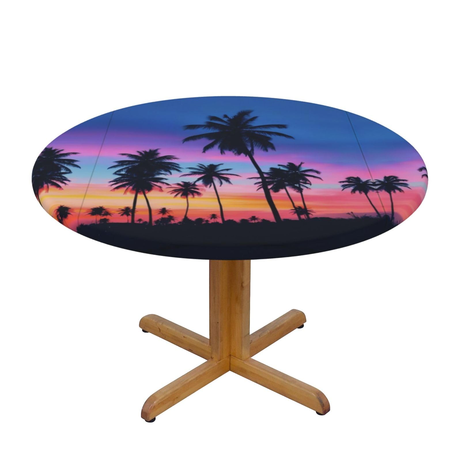 ZQYTGFDC palm trees S Decorative Round Tablecloth Waterproof Anti Stain Oil Proof Size for 40 50 inch