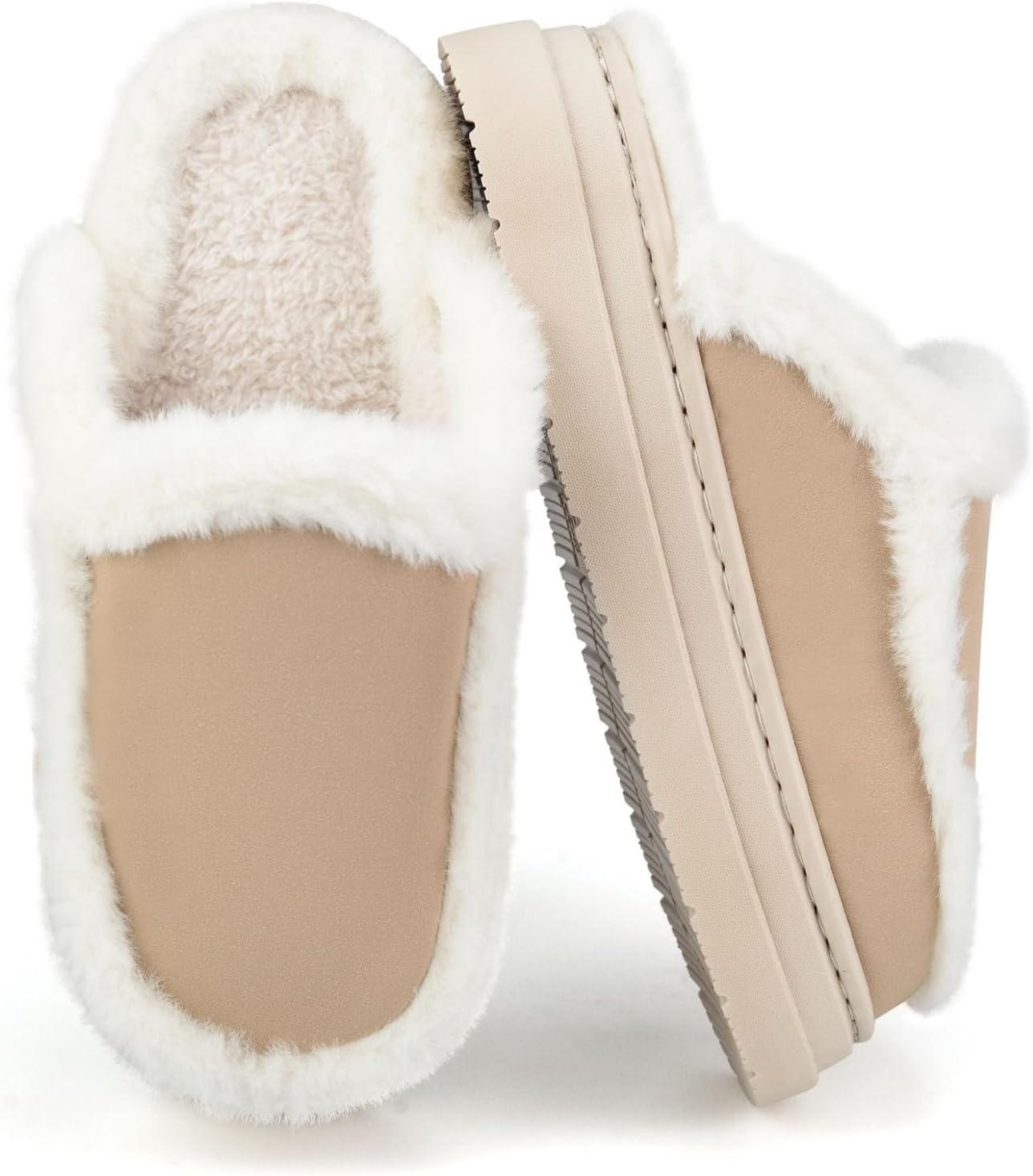 Fuzzy Slippers for Women and Men - Plush Lined Platform House Shoes with Anti-Slip Sole for Indoor Outdoor Comfort