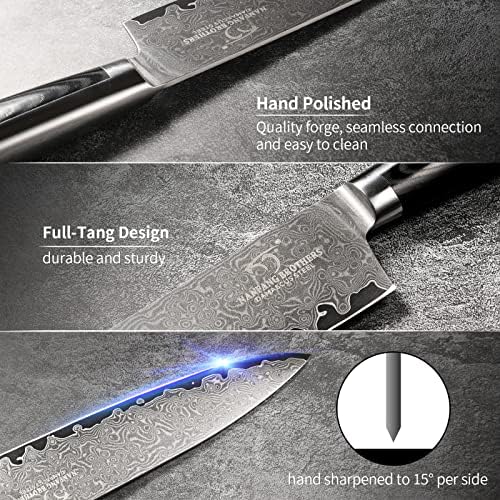 NANFANG BROTHERS Damascus Kitchen Knife Set, 6 Pieces 67 Layer Handmade VG10 Steel Core Forged Professional Knife Set with Premium Box