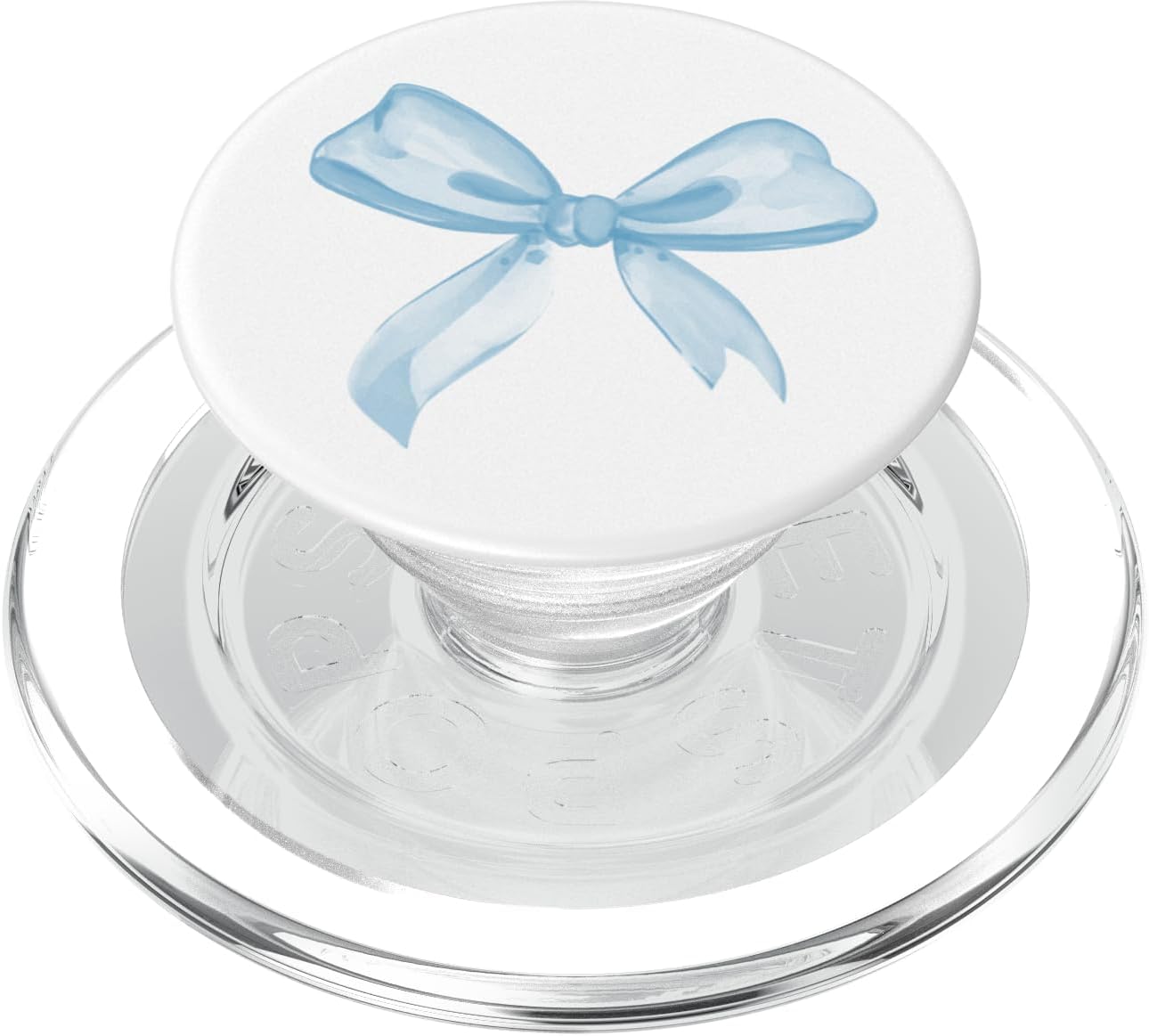Aesthetic Light Blue Bow in Watercolor PopSockets PopWallet for MagSafe