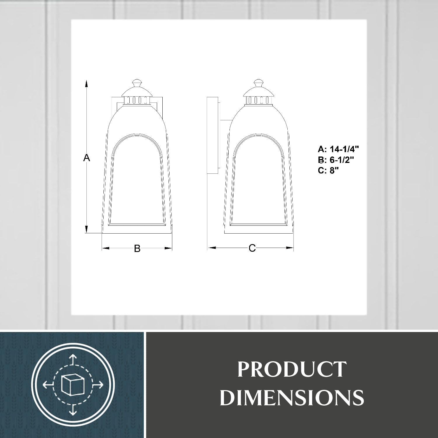 VAXCEL Pilsen 14.25 in. H 1-Light Brushed Charcoal Dusk to Dawn Sensor Traditional Outdoor Wall Sconce, Rust-Resistant Aluminum, Clear Glass Shade for Exterior Porch Patio Front Door or Garage