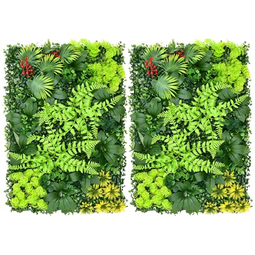 Image of 2 Pcs Artificial Living Wall Panels, 60x40cm Grass Plant Wall Panels