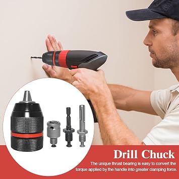 Keyless Drill Chuck for Milwau-kee, 1/2-20UNF Mount, 1.5-13mm All-Metal Self-Tightening Quick Change Chuck, Including 3/8 SDS-Plus Shank 1/2 Impact Wrench Adapter 1/4 Hex Shank