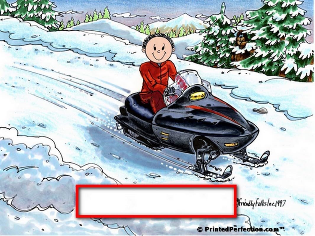 PrintedPerfection.com Personalized Snowmobile - Male Round Christmas Ornament