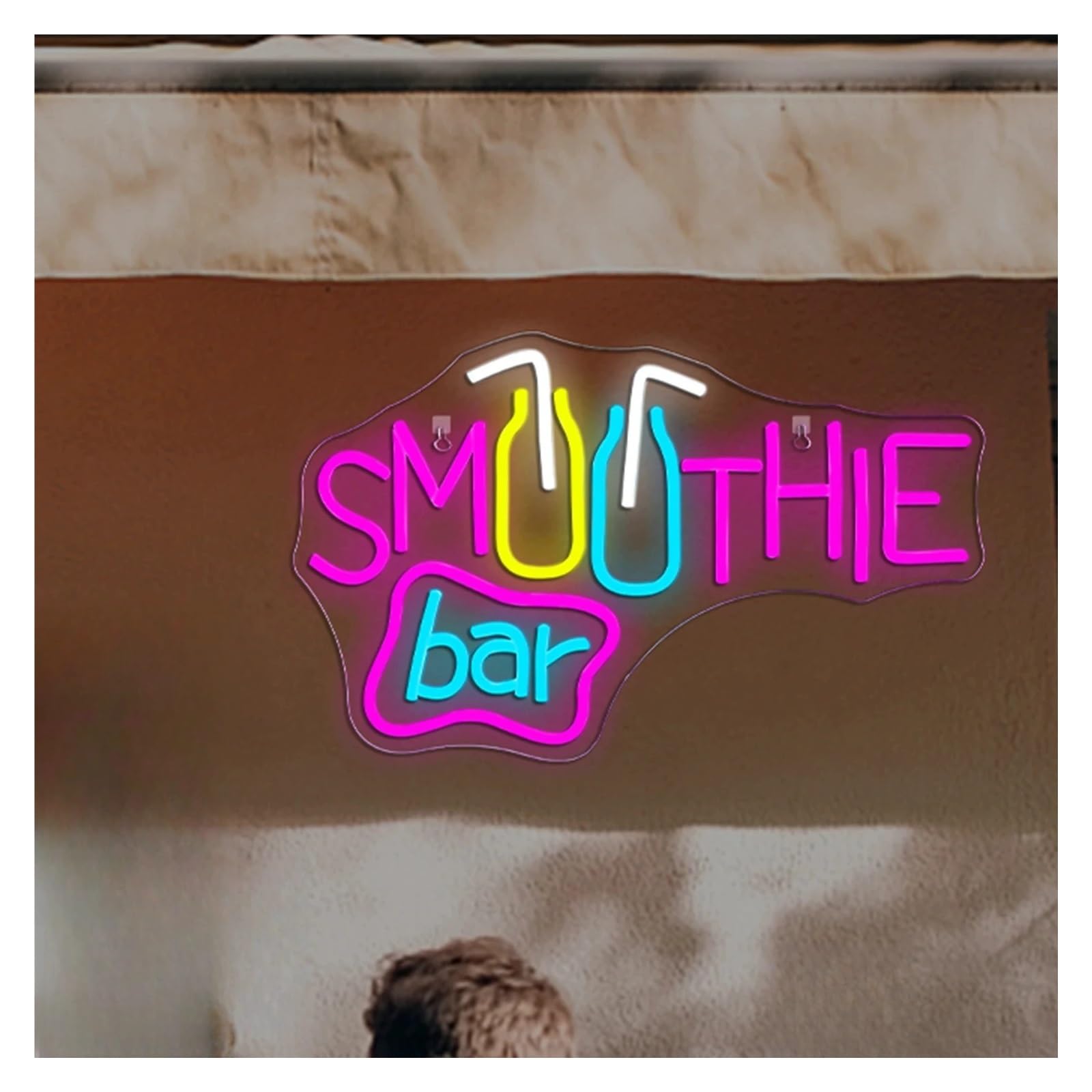 XENITE Hanging Art Neon Signs Smoothie BAR Neon Signs USB Powered, Smoothie Neon Lights, Suitable for Bistro Party Decor Commercial Signs 26cmx41.5cm