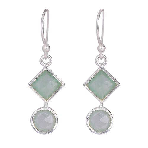 925-92.5 Sterling Silver Chalcedony Stone fashion Hanging Earring for Women and Girls