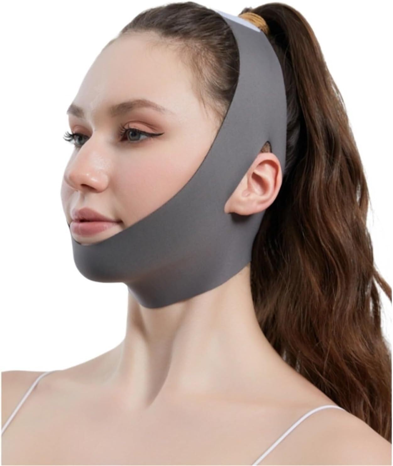V-Line Face Mask with Chin Strap – Slimming and Contouring Beauty Band for Women(Grey 1pc)