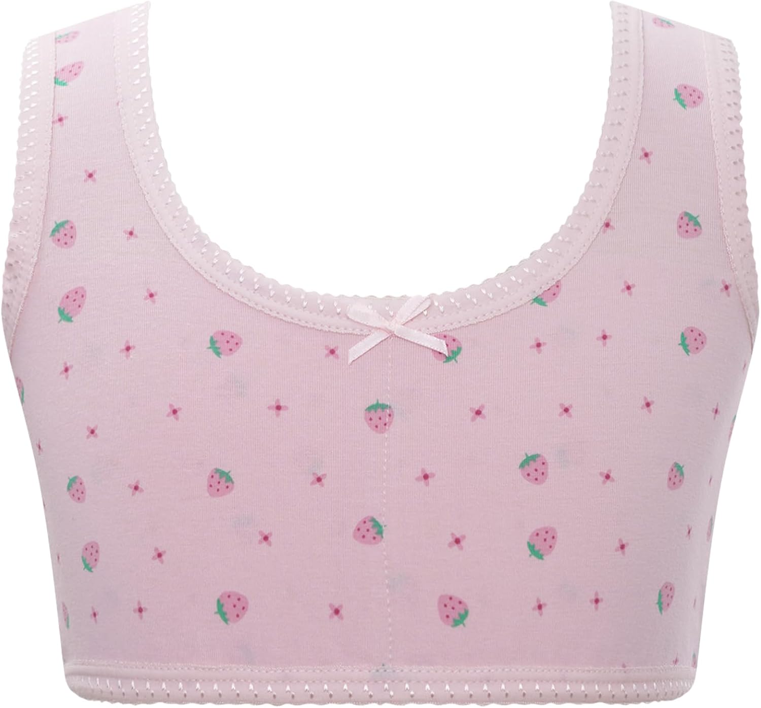 Jhaoyu Girls Training Bra Cute Printed Crop Top Barletter Wide Straps Sports Bra for Teens