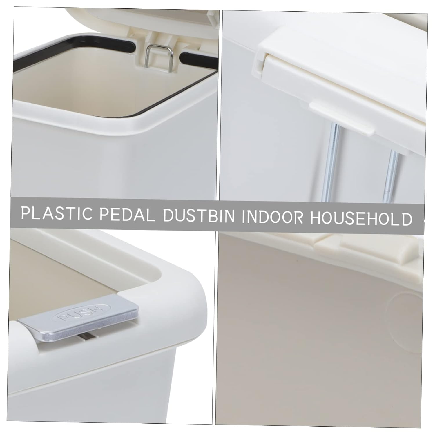 BESTOYARD Plastic Pedal Trash Can Double Lid 13 Gallon Rubbish Bucket for Kitchen and Bathroom Ergonomic Design Waste Container