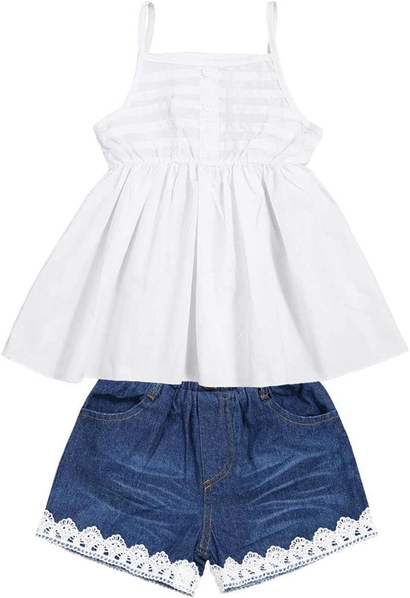 SEYOUAG 2pcs Toddler Girl Clothes T-Shirt Dress+Jeans Shorts Baby Girls Outfits Set