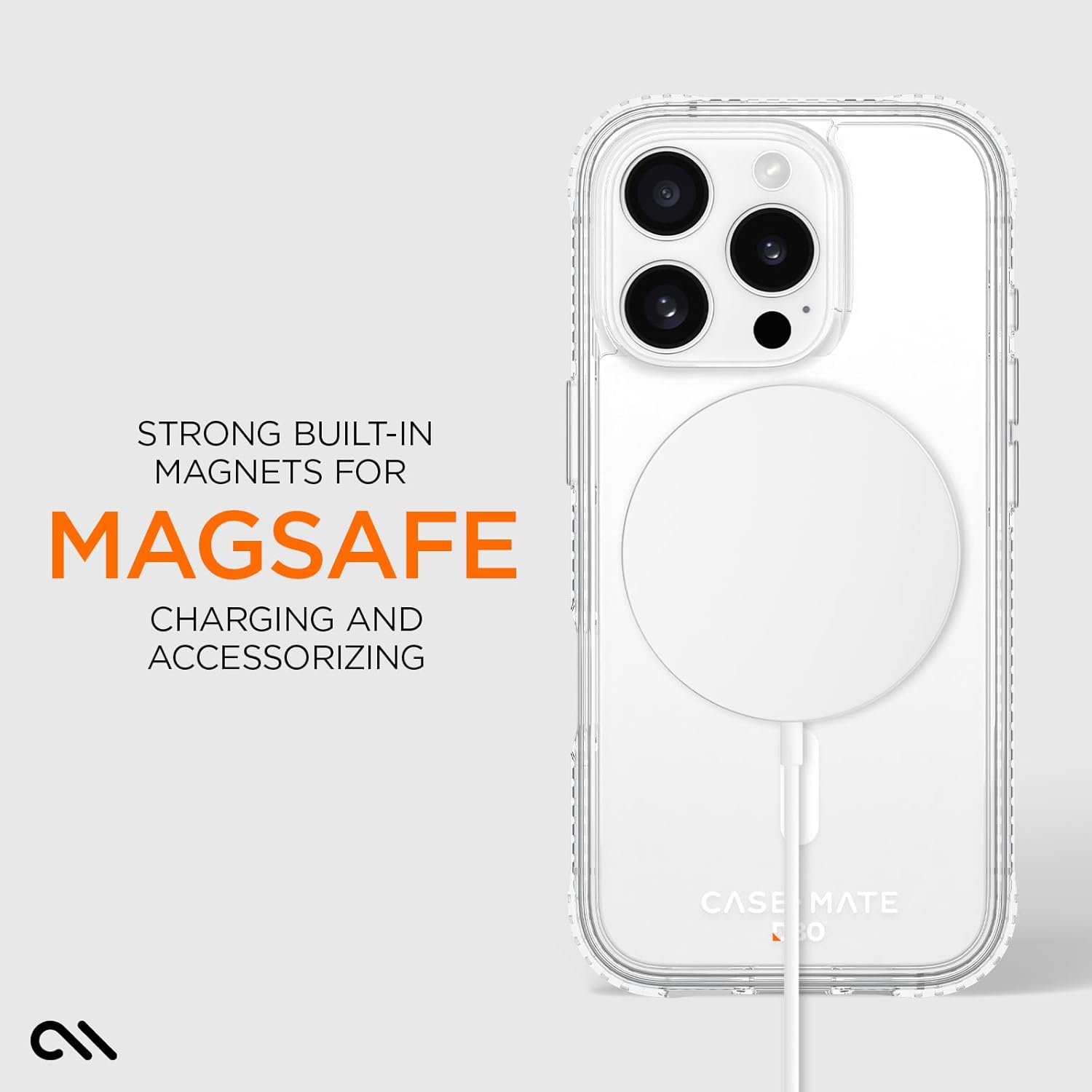 Case-Mate iPhone 16 Pro Case [Compatible with MagSafe] Tough Shockproof Phone Case with 16ft D3O Drop Protection - Premium Rugged Cover for iPhone 16 Pro - Clear