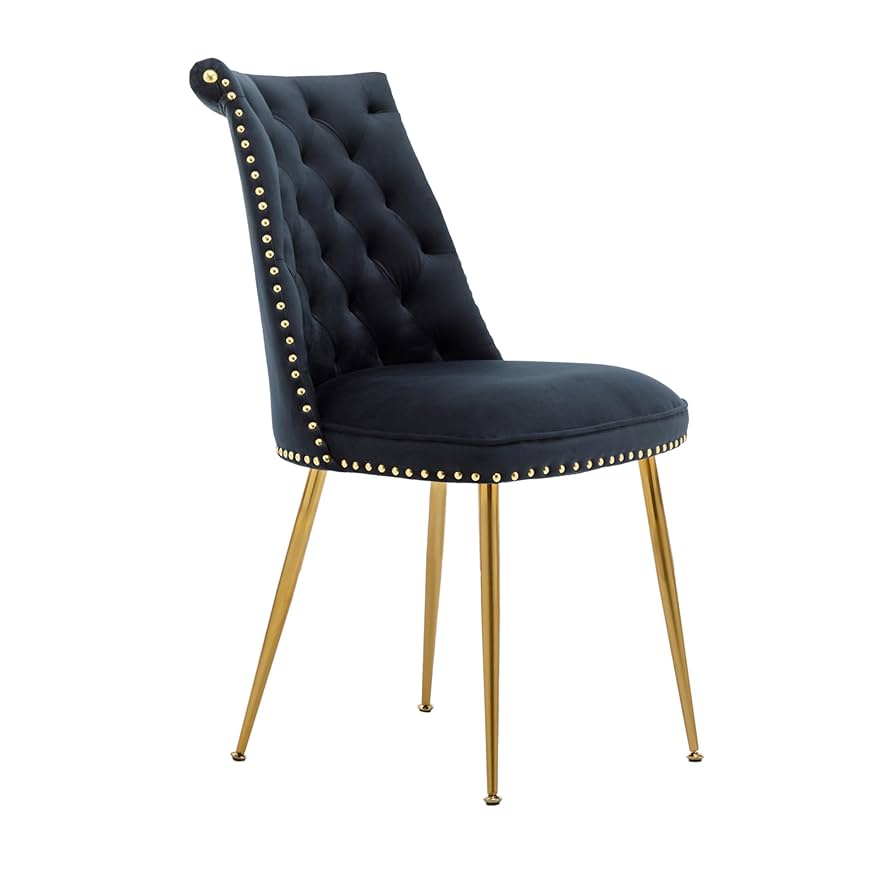 Amazon.com - Clihome Velvet Dining Chairs Set of 2，Black