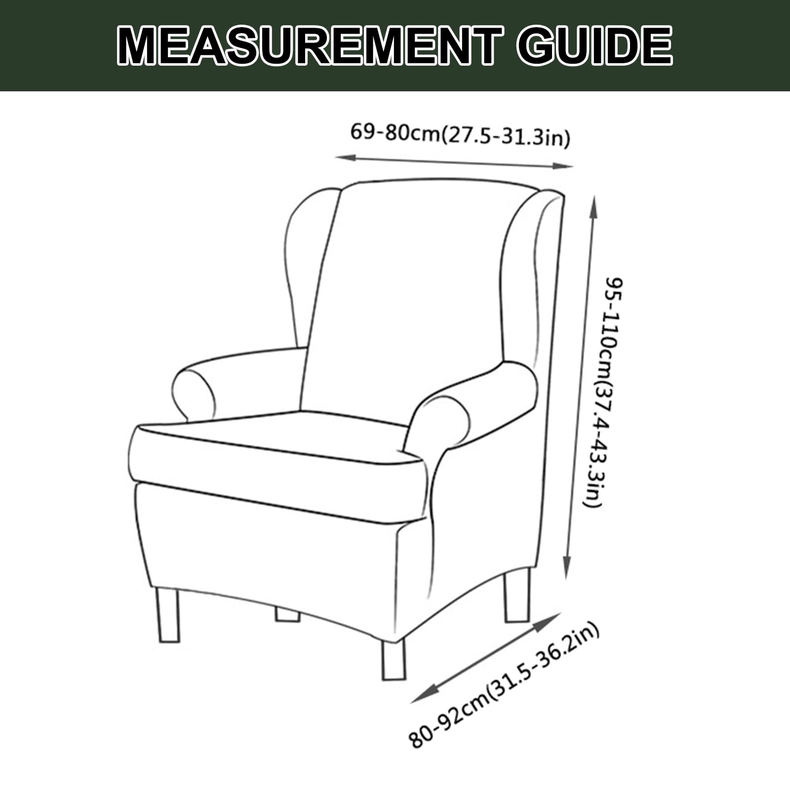 Sessel-Überwürfe Ohrensessel 2 Stück Elastische Husse Für Ohrensessel Spandex Jacquard Ohrensessel Überzug Stretch Sofa überzug waschbare Sesselhusse Ohrensessel -Aprikose-2 Pieces