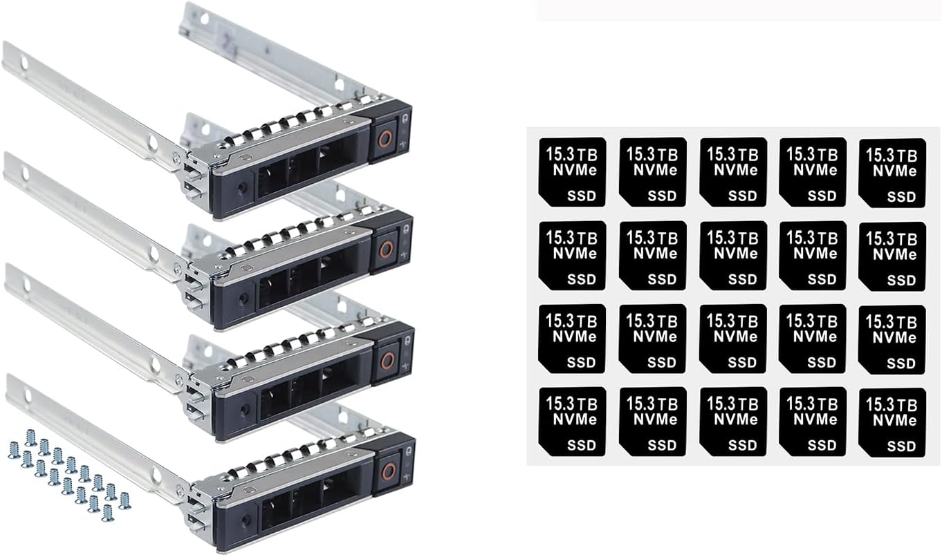 4-Pack Hard Drive Tray Caddy 2.5" DXD9H 0DXD9H with 20PCS Capacity Sticker Label