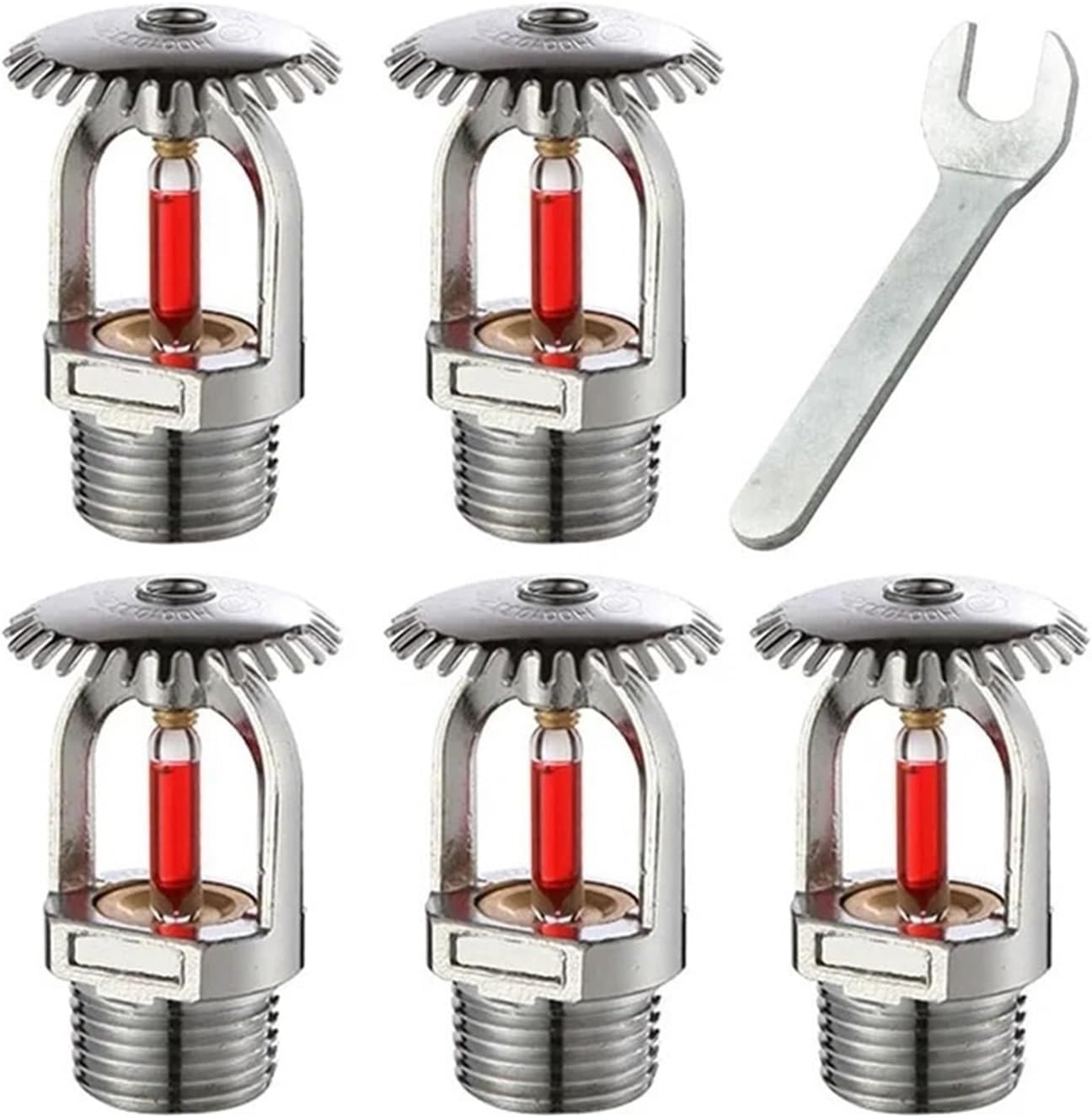 5Pcs 155℉/68℃ Fire Sprinkler Heads - 1/2" NPT Upright Water Spray-Up Design