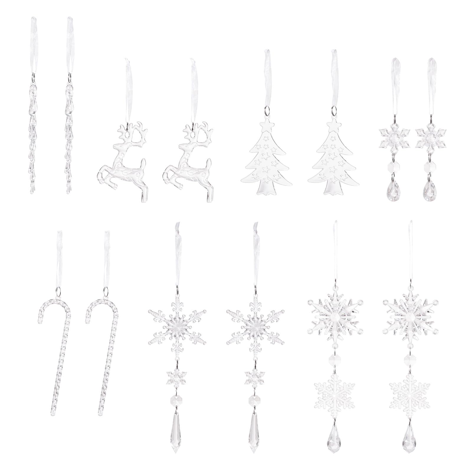KAQNTUD Shatterproof Acrylic Christmas Ice Sticks Snowflakes Ornament for Christmas Tree Party Decorations Durable Acrylic Snowflake Decorations