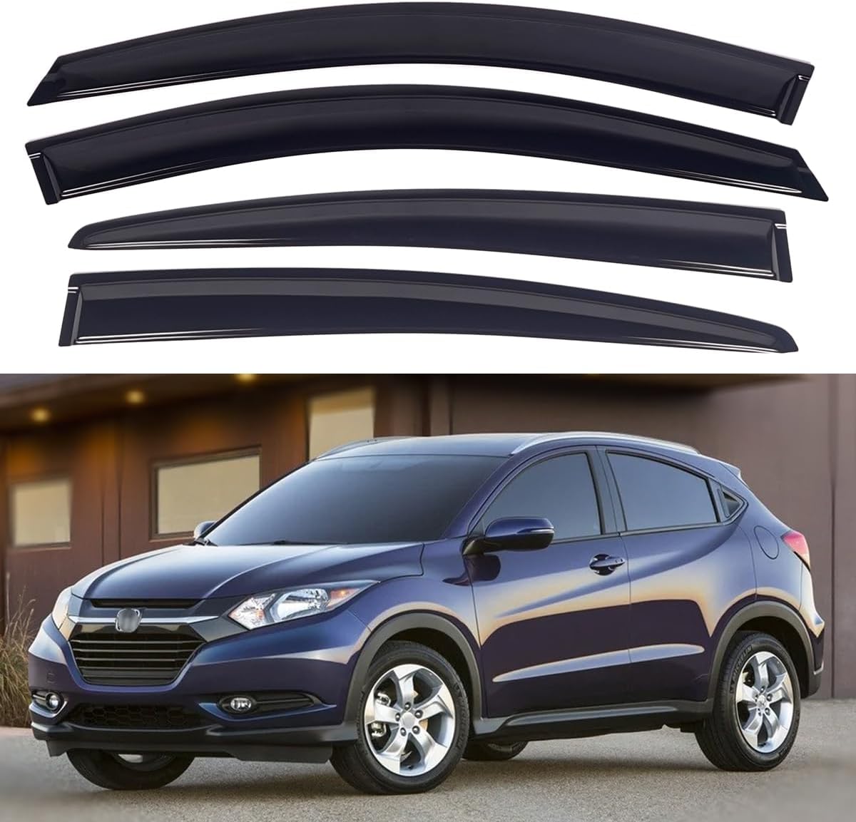 Window Visors Compatible with Honda HRV 2016 2017 2018 2019 2020 2021 2022?Rain Guards Sun Shields Window Deflector?Tape-On Style?4PCS for 2016-2022 HRV