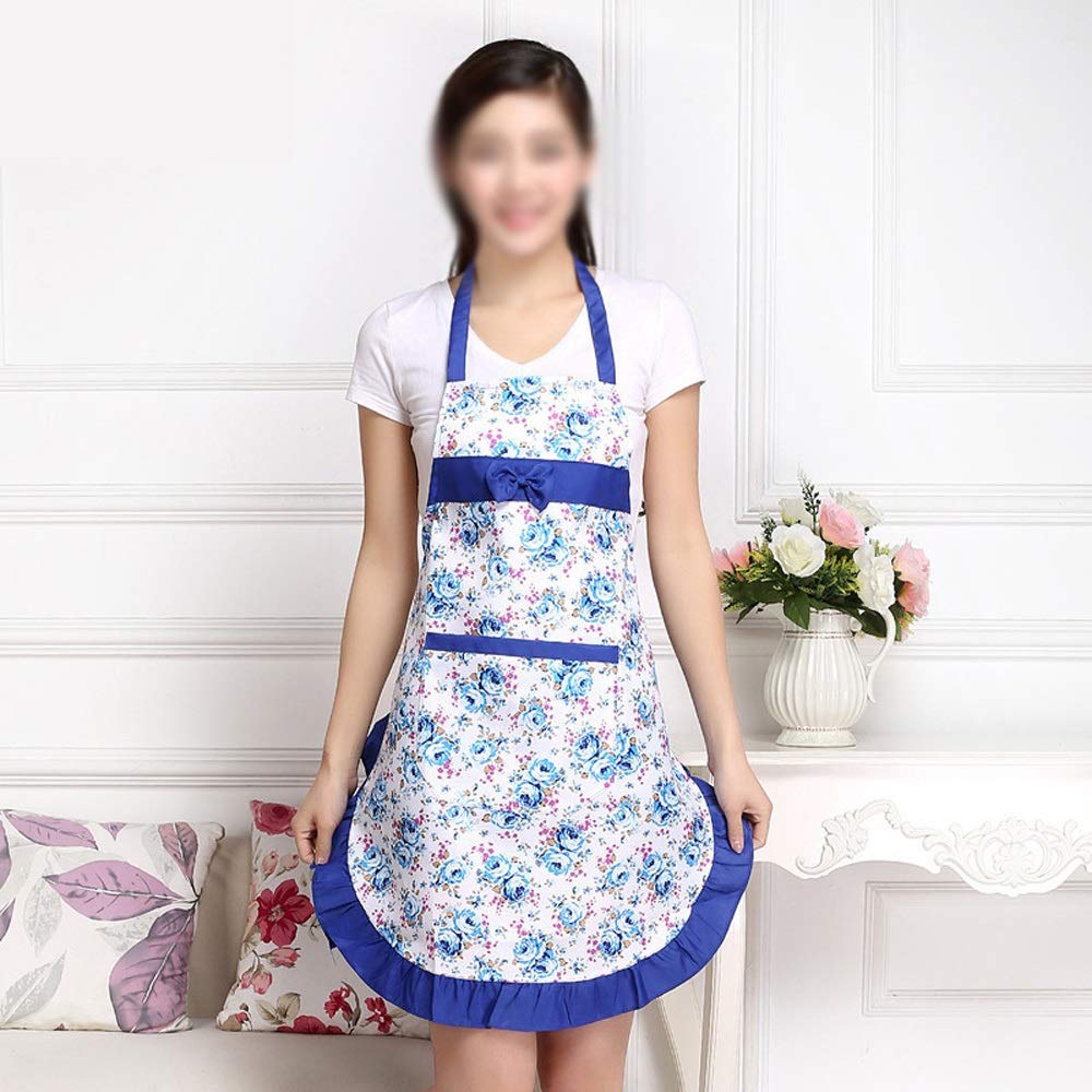 Grembiule da cucina a prova di olio per le donne regolabile cucina cucina caffè fiore stampato Bowknot grembiule pulizia con tasca