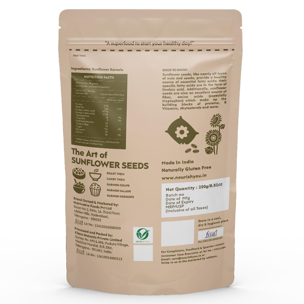 Nourish You Raw sunflower seeds 250 gm - Raw Sunflower Seeds for Eating | Diet Food | Healthy Snack | suryaful seeds | Weight management | Source of Antioxidants | Fibre rich superfood - Image 6 thumbnail