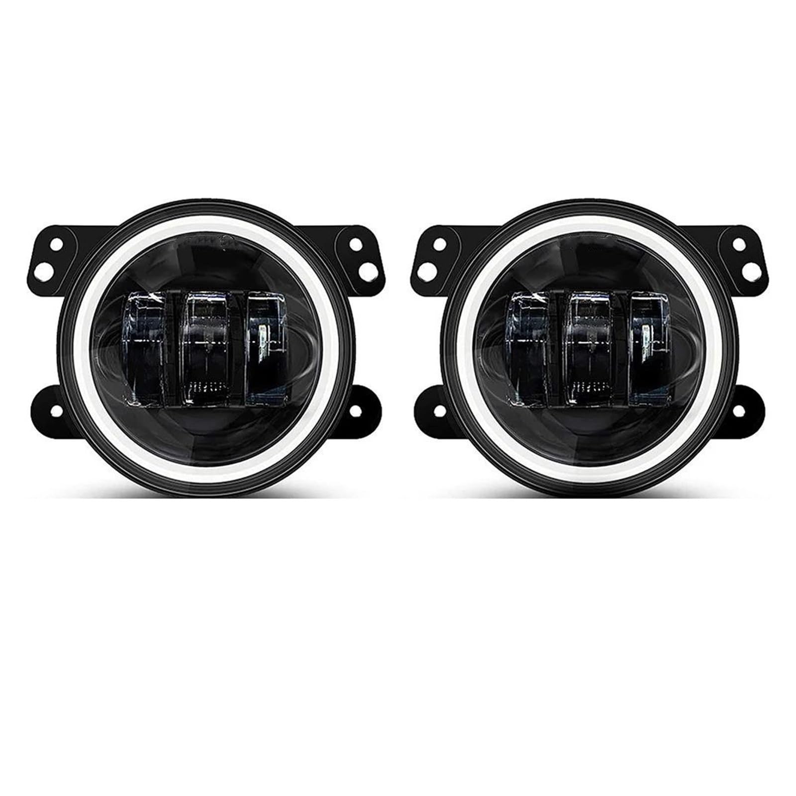 Faros Delanteros para Jeep para Wrangler JK TJ LJ Luces Antiniebla LED con Anillo Halo Blanco DRL Lámpara Señal Giro Ámbar 60W 4 Pulgadas Faros